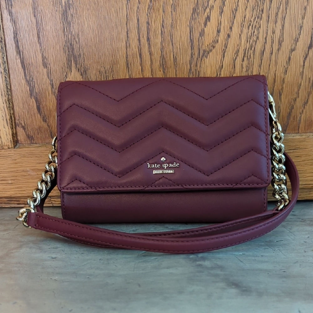 Kate Spade Small Flap Quilted Leather Shoulder Bag in Plum